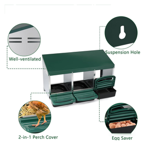 3穴チキンハウス鶏卵金属ネスティングボックスグリーンチキンネストボックスロールアウェイ卵コレクション - Product Image 3