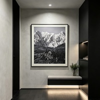 Tableau mural en toile Paysage Montagne enneigée Noir et Blanc, Affiche imprimée sur carton encadrée pour Décoration Intérieure
