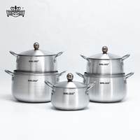 Batterie de Cuisine 5 Pièces Style Africain en Aluminium, Ensemble Casseroles et Marmites en Aluminium