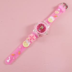 カスタムロゴOEM漫画クォーツウォッチ白ウサギパターンアクリルダイヤルPVCバンド耐水性10mオートデート湖南製 - Product Image 4