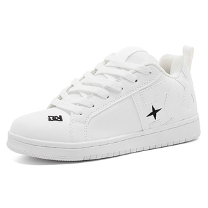 Chaussures de skate blanches en cuir de haute qualité avec logo personnalisé, nouvelles chaussures plates classiques décontractées pour femmes et hommes adultes - Product Image 2