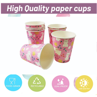 LR 24Pcs Set de vaisselle imprimé lapin de Pâques rose Assiettes en papier et tasses à boissons chaudes pour la fête Fournitures de décoration de table
