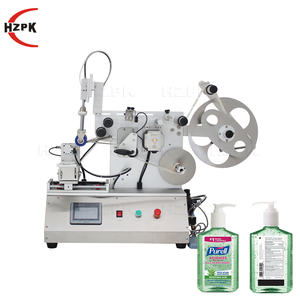 Machine d'étiquetage semi-automatique HZPK de bureau pour surfaces courbes double face, pour bouteilles et boîtes - Product Image 1