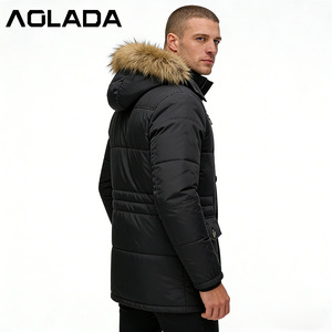 Áo khoác nam chống gió, lót lông cừu mùa đông, kiểu dáng dài, có khóa kéo, chống thấm nước, may sẵn, thiết kế tùy chỉnh. - Product Image 4