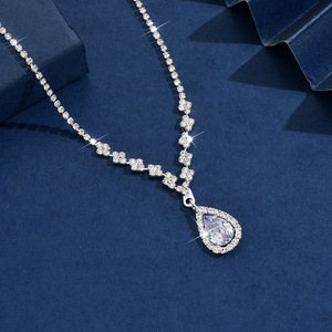 人気の女性用シンプルジルコン水ドロップチョーカーネックレスシルバーメッキライト高級高級高級高級高級高級高級高級エレガントチェーン - Product Image 6