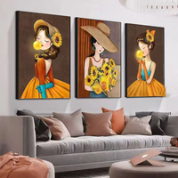 Peinture murale minimaliste moderne en 3 parties, style nordique, sans perçage, pour salon, fond de canapé, décoration de chambre à coucher