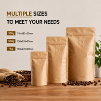 Sachets d'emballage personnalisés pour grains de café avec fenêtre transparente et fermeture éclair, pochettes imprimées à fond plat pour torréfacteurs et marques de détail