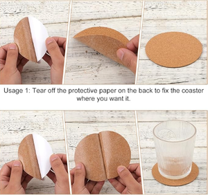Hojas de tablero de <span class=keywords><strong>corcho</strong></span> autoadhesivas, posavasos de madera con respaldo de <span class=keywords><strong>corcho</strong></span> para uso doméstico de muebles artesanales en maceta pequeña - Product Image 5