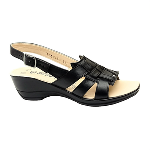 Sandales compensées en cuir pour femme Angelina, talon moyen, bout ouvert, bride cheville, confortables et tendance, taille 6.5 - Product Image 1