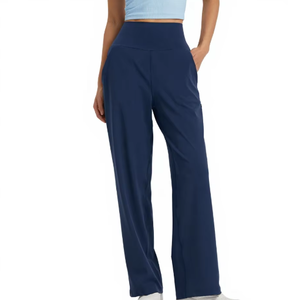 <span class=keywords><strong>Pantalon</strong></span> de sport ample à jambe droite, respirant, taille élastique, décontracté, taille haute, style rétro en nylon pour <span class=keywords><strong>femme</strong></span> - Product Image 3