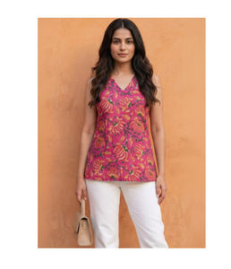 Women Summer Floral Printed Halter Neck Cotton <b>Kurti</b> Lightweight Casual Ethnic Wear <b>Top</b> Traditional Indian Tunic Bulk Order - Product Image 4