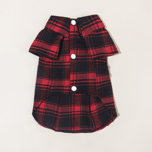 Chemise à carreaux pour animaux de compagnie, rouge et noir, en polyester, quatre saisons, pour chats et chiens de petite et moyenne taille - Product Image 2