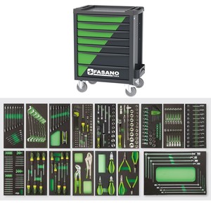 Fasano <b>Tools</b> 100 Piece <b>Mechanics</b> <b>Tool</b> <b>Set</b> With Rolling Cabinet For Auto Repair - Product Image 1