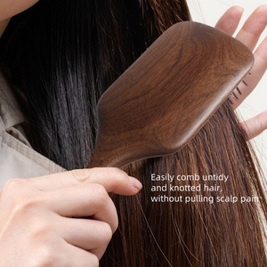 Peine de nogal negro con logotipo personalizado, peine con cojín de aire, peine de madera, cepillo de pelo de madera Natural, masaje - Product Image 2