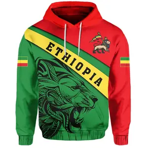 Polyester Ethiopian Polyester Oversized Hoodies Unisex Custom Autumn Breathable Ethiopia Clothes Pullover Tops Running Hoodie