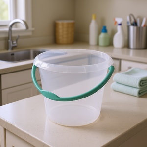 Paquete de 6 cubos de plástico transparente Keeper Bucket Mika con asa verde para tareas de almacenamiento y limpieza - Product Image 3