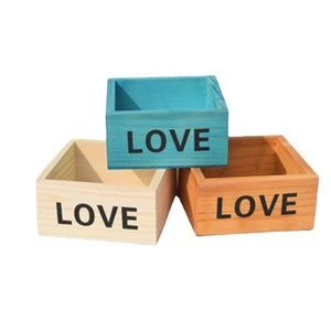 กล่องเก็บของไม้ทรงสี่เหลี่ยม ลายรัก สูง 5 ซม. สำหรับตกแต่ง - Product Image 1