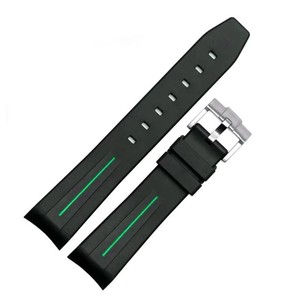 Correa de reloj de goma deportiva GMT de despliegue de acero de 20mm correa de silicona granate con extremo curvo y cierre de mariposa - Product Image 6