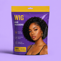 Sac d'emballage pour perruques avec logo imprimé personnalisé, impression numérique, pochette refermable en mylar réutilisable pour cheveux courts et tresses
