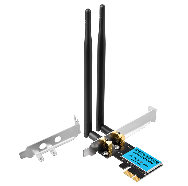 PCIE-1201 AC1200Mbps (2.4GHz 300Mbps and 5GHz 867Mbps) PCIE WiFi Adapter, PCIE Wireless Network Card for Win XP/Vista 7/8/10