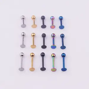 Wholesale Vacuum Plated 316 Stainless Steel Hip Hop Cone Ball Nose Studs Tragus Labret Nose Lips Piercing