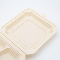 Boîte d'amidon de maïs à 3 compartiments de 9 pouces, à emporter, à clapet biodégradable compostable, 1500ML