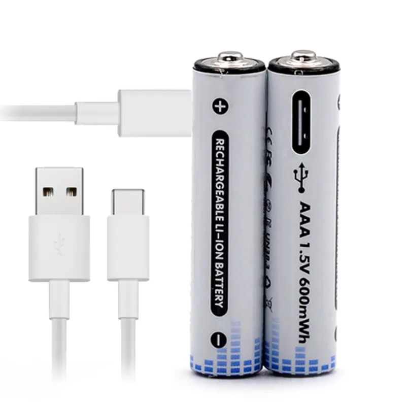 aaa rechargeable battery 1.5V USB Type-C lithium rechargeable battery 600mWh Ni-mh for Led Toys Provide OEM ODM customization