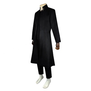 Traje <span class=keywords><strong>de</strong></span> 3 Piezas para Hombre, Estilo Gótico, con Cuello Alto, Gabardina Larga Negra, Disfraz <span class=keywords><strong>de</strong></span> Agente Espía para Halloween - Product Image 4