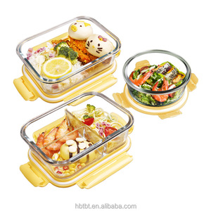 1040ml 2 ngăn bữa ăn chuẩn bị thủy tinh Salad container cho bữa ăn trưa với PP Nắp BPA-free chia Kính Hộp Ăn Trưa - Product Image 1