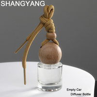 Diffuseur de parfum pour voiture, flacon rond de 10 ml, vide, pour désodorisant de voiture, aromathérapie, flacon en verre avec bouchon en bois