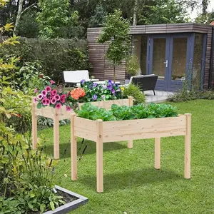 Hausgarten liefert Pflanzer Bett Blume Hochbeet Tanne Modernes Holzbett Holz 3 Reifen Erhöhter Garten Typ Erhöhter Holz garten