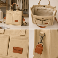 Sac fourre-tout en toile en gros, sac à main organisateur multi-poches, grande capacité, pour le travail, les voyages et le quotidien, sac à bandoulière avec compartiments