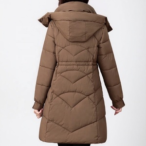 Blouson d'hiver en duvet et coton pour <span class=keywords><strong>femme</strong></span> Boying, nouveau style, à capuche, décontracté, avec ceinture ajustable et doublure en polyester amincissante et tendance - Product Image 3