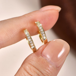 Pendientes de Aro con Moissanita de Corte Brillante de 0.2ct, Color D, Certificación GRA, VVS1, Engaste de Garra, Oro Laminado de 14K, Joyería de Moda para Uso Diario - Product Image 3