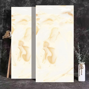 Baldosas de Porcelana de Mármol Amarillo Claro de Lujo, 600x1200mm, Acabado Pulido con Textura Dorada, para Pisos de Salas de Estar Modernas - Product Image 3