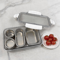 Boîte à lunch en acier inoxydable Lekfre avec poignée - Contenant de préparation de repas de voyage anti-fuite pour les collations et les fruits