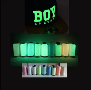 150D/2 photoluminescent cotton luminous sewing yarn embroidery threads for embroidering glow in the dark clothes logo label tag