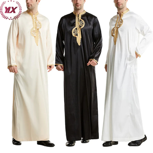 Túnica musulmana de moda moderna Slik Lujoso Stand Collar Kaftan Árabe Manga larga Bordado Thobe para hombres - Product Image 2