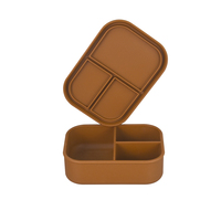 Boîtes à lunch 100% silicone de qualité alimentaire pour enfants, conteneur repas 3 compartiments, micro-ondable, portable, organiseur de boîte à lunch, école, camping