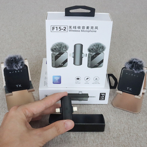 F15-2 F11-2 Factory Wholesale <b>Wireless</b> Lavalier <b>Microphone</b> Dual Mic 3 in 1 Receiver Noise Cancelling Vlog Recording Mic - Product Image 1