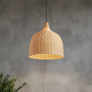 Lampe suspendue en rotin tissé à la main, lampe suspendue en lattes tissées naturelles, luminaire de plafond contemporain en forme de dôme, à intensité variable, CRI 95 élevé pour <span class=keywords><strong>le</strong></span> salon - Product Image 2