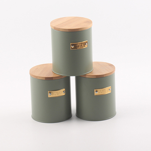Ensemble de 3 boîtes de rangement en métal pour thé, café et sucre avec couvercle en bambou pour la cuisine - Product Image 3