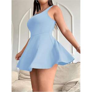 Vestido Casual de Punto Transpirable para Mujer, Talla Grande, Sin Mangas, Cuello Cuadrado, Corte en A - Product Image 5