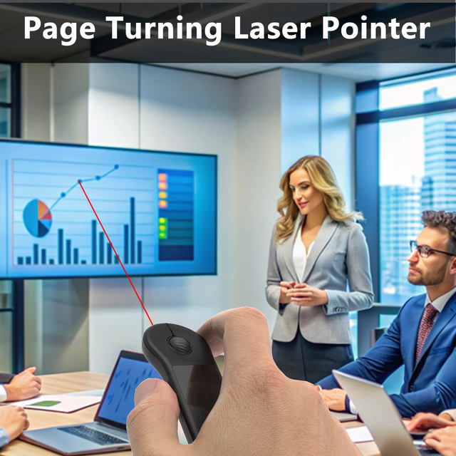 Professional 2.4GHz Wireless Presenter with Red Laser Pointer USB-C Rechargeable PPT Clicker for Teaching Meeting