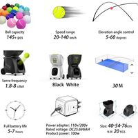 Lanceur de balles de padel intelligent PuSuN Pt-MAX C Pro, 150 balles, programmation intelligente, application/télécommande, entraînement de balles