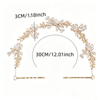 Serre-tête de mariée intégré avec épingles à cheveux, tiare florale en cristal et perles, accessoires de coiffure de mariage argent et or pour les mariées