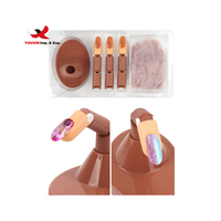 Main d'entraînement pour la pratique de la manucure, marron, pour ongles en acrylique, flexible, articulée, réglable, portable, en ABS, pour commande en gros et assortie, prête à l'emploi (RTS)
