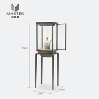Vitrina Alta de Vidrio MASTER OEM, Diseño Vertical, Vidrio Transparente, Marco de Acero Inoxidable Negro, Mueble Exhibidor de Joyería 55*45*172cm