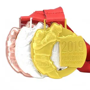 Custom Gold Plated Religious Medal Sports And Ribbons Triathlon Race Karate International Bronze Medals