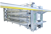 Nouvelles cages à batterie pour poulets de 4 niveaux, capacité 128 poulets, alimentation automatique, collecte des œufs, durée de vie 15-20 ans, acier Q235, garantie 1 an